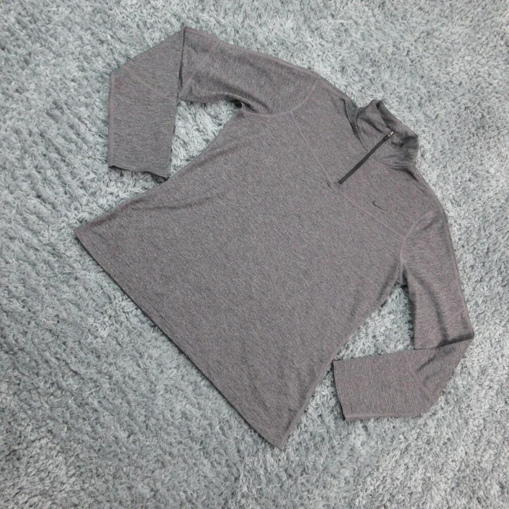 Nike Pro Pullover Womens Large Gray Dri-FIT 1/4 Zip Training Athletic BV4106-080